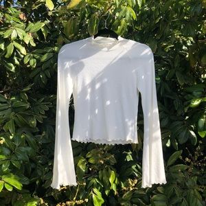 Lost + wander ivory knit ruffle long sleeve top